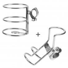 25mm Single Rail Mount Fishing Rod Holder and Adjustable Drink Holder Stainless Steel 316
