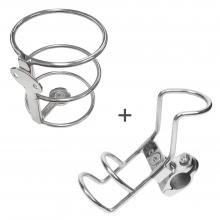 32mm Single Rail Mount Fishing Rod Holder and Vertical Surface Mounting Drink Holder Stainless Steel 316