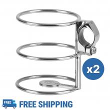 2pcs of 25mm Stainless Steel 316 Rail Mount Drink Holder